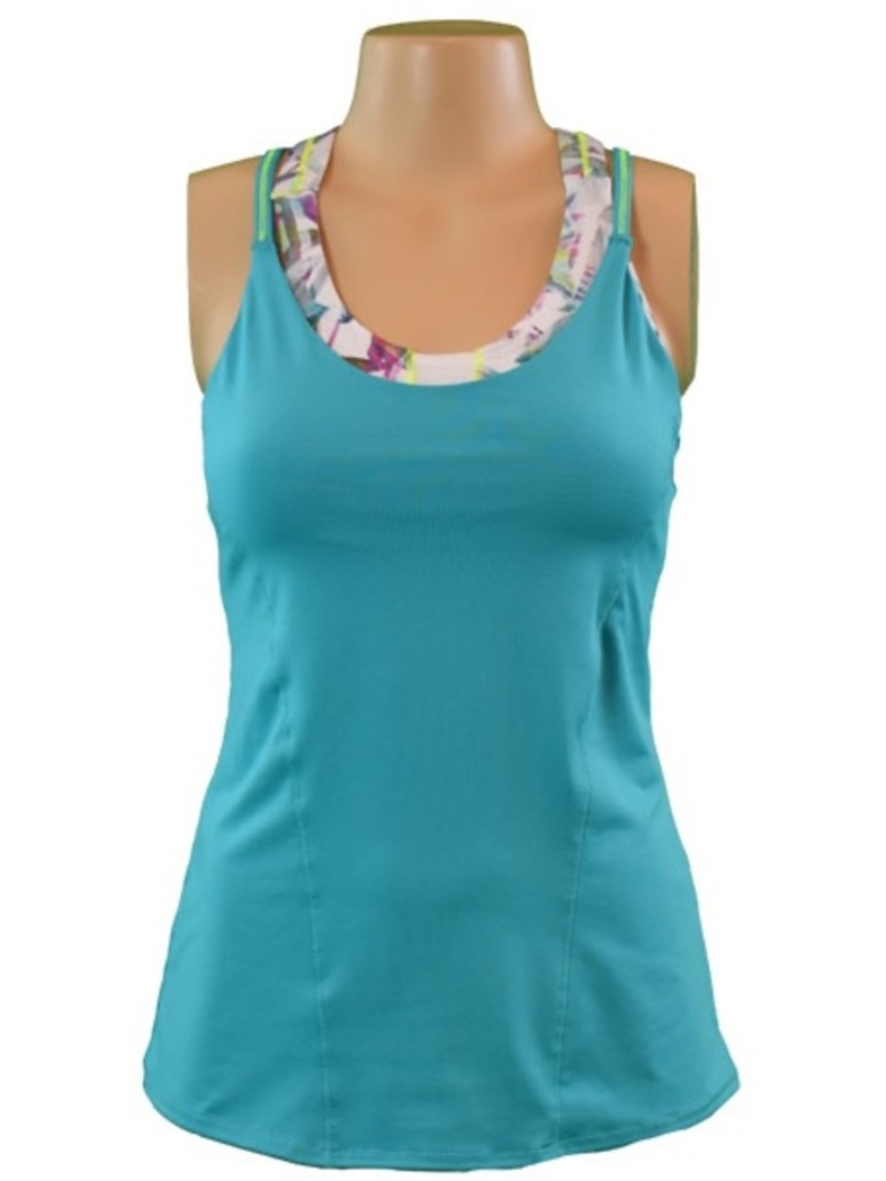 Lucky in Love Haviana Floral Breeze Cami Aquamarine Tennis Tank Top Size L CT401
